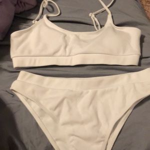 White Ribbed Highwaisted Bikini